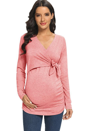 Soft V-neck Maternity Shirt With Sleeves