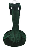 Soft Velvet Off-the-shoulder Mermaid Maternity Dress