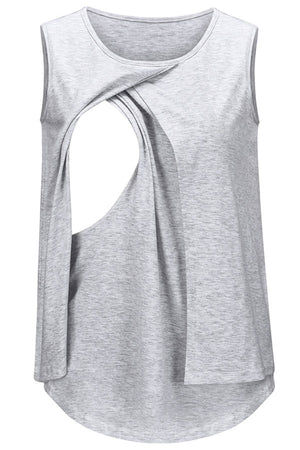 Solid Color Breastfeeding Vest Pajamas Comfortable Loose Top