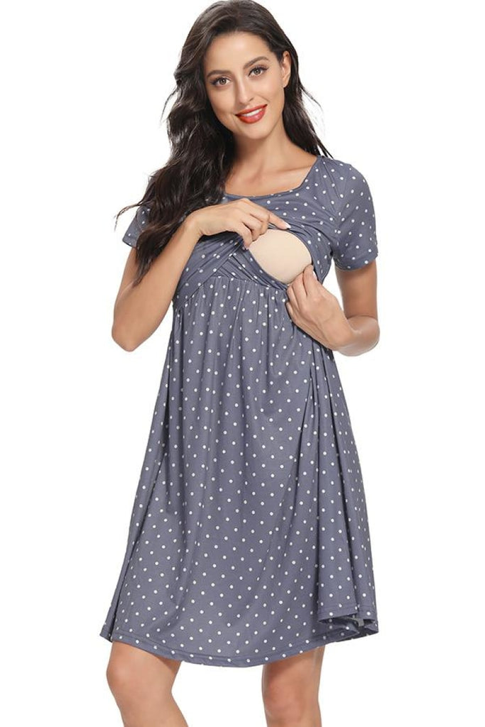 Solid Short Sleeves Maternity & Nursing Dress – Glamix Maternity