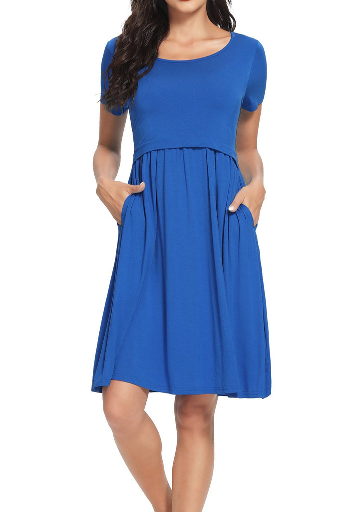 Solid Short Sleeves Maternity & Nursing Dress Solid Short Sleeves Maternity & Nursing Dress