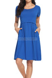 Solid Short Sleeves Maternity & Nursing Dress