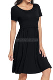 Solid Short Sleeves Maternity & Nursing Dress