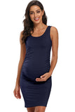 Casual Maternity Fitted Ruched Side Tank Dress