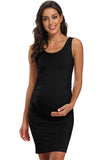 Casual Maternity Fitted Ruched Side Tank Dress