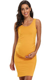 Casual Maternity Fitted Ruched Side Tank Dress