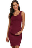 Casual Maternity Fitted Ruched Side Tank Dress