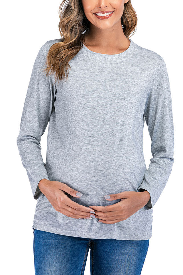 Solid Long Sleeve Maternity T-shirt.
