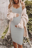 Solid Sleeveless Maternity Tank Dress Gray / M Dresses