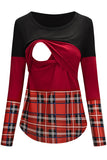 Stitching Contrast Stripes Color Block Comfortable Nursing Top - Glamix Maternity