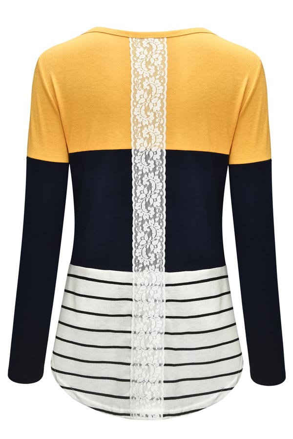 Stitching Contrast Stripes Color Block Comfortable Nursing Top