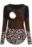 Stitching Contrast Stripes Color Block Comfortable Nursing Top