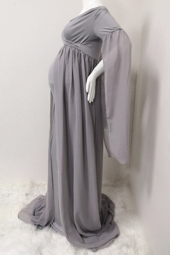 strapless chiffon maternity dress YnimioAOX Women's Off Shoulder Strapless Tube Maternity Dress for Photography Split Front Chiffon Gown for Photoshoot,Black at Amazon Women's Clothing store