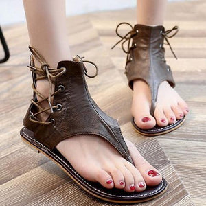 Strappy Open Toe Sandals With Zipper - Glamix Maternity