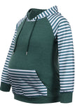 Striped Colorblock Pocket Maternity Hoodie
