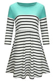 Striped Two-tone 3/4 Sleeves Nursing Dress