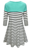 Striped Two-tone 3/4 Sleeves Nursing Dress