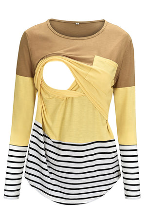 Striped Two-tone Double Layered Nursing Top