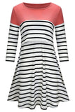 Striped Two-tone 3/4 Sleeves Nursing Dress