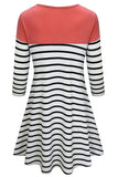 Striped Two-tone 3/4 Sleeves Nursing Dress