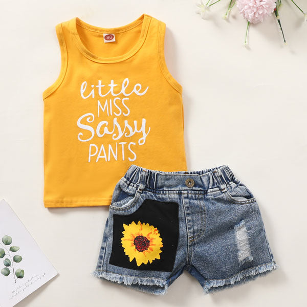 [6M-4Y] Summer Sleeveless Cute Baby Vest & Shorts Suit