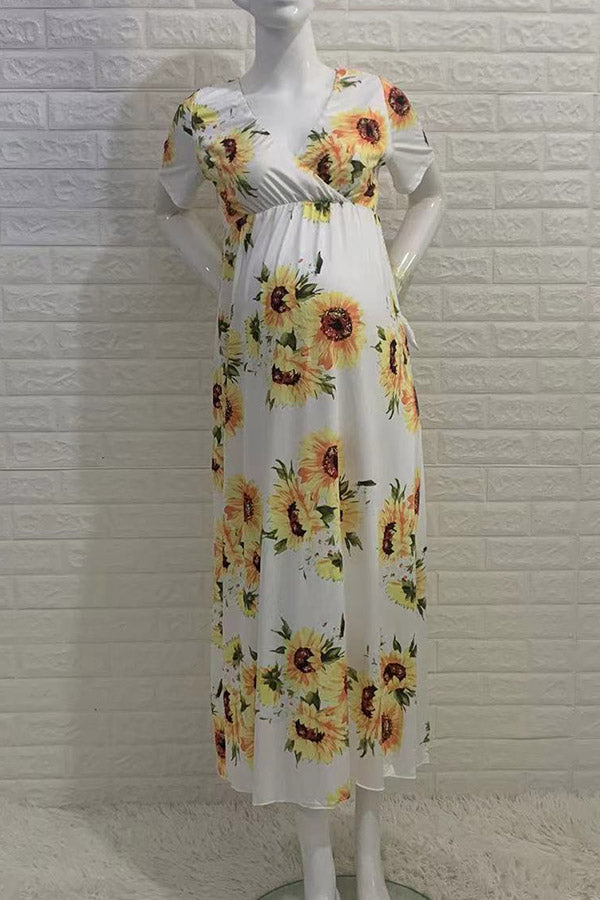 Sunflower Short Sleeves Cotton Maternity Dress Babyshower Dress Glamix Maternity Sunflower Short Sleeves Cotton Maternity Dress Babyshower Dress Glamix Maternity