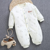 [0M-18M] Thickened Rabbit Print Romper With Snap Button