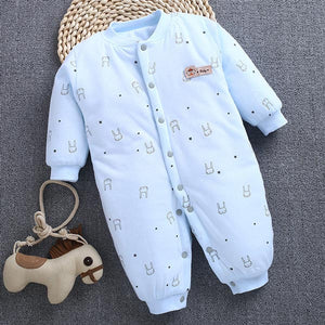 [0M-18M] Thickened Rabbit Print Romper With Snap Button