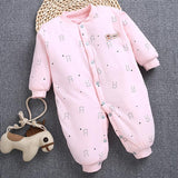 [0M-18M] Thickened Rabbit Print Romper With Snap Button