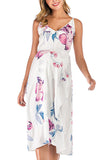 Thin Strap V-neck Maternity Midi Floral Dress