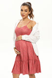 Thin Straps Maternity Dress Comfortable Cake Ruffled Skirt