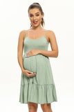 Thin Straps Maternity Dress Comfortable Cake Ruffled Skirt