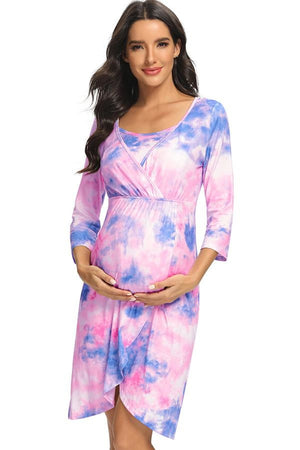 Tie Dye Labor Delivery Robe Nursing Sleepwear