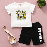 [18M-7Y] 2pcs Toddler Baby Casual Letter Print Short-Sleeves Set