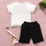 [18M-7Y] 2pcs Toddler Baby Casual Letter Print Short-Sleeves Set