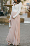 Custom Two-tone Pleated Long Maternity Dress