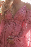 Vintage Boho Maxi Maternity Dress Floral Photshoot Dress