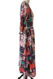 Vintage Boho Printed Maternity Maxi Dress