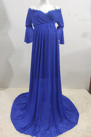 Vintage Lace Off-the-shoulder Maternity Photoshoot Gown