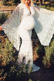 White Lace Mermaid Maternity Photoshoot Dress