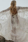 White Lace Puffy Sleeves Pregnancy Photoshoot Gown