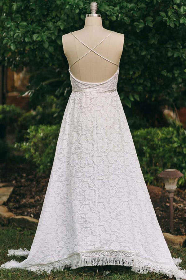 White Vintage Backless Lace Maternity Photoshoot Gown