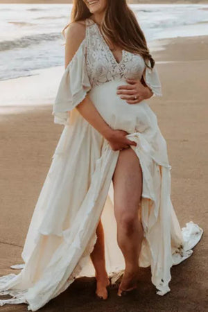 Sexy Two Piece Boho Style Maternity Photography Dress Tulle Chiffon Photo  Shooting Pregnancy Baby Shower Dress Customized