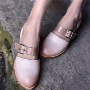 Low Heel Closed-toe Pump Shoes  With Buckle - Glamix Maternity