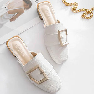 Decor Metal Plus Size Closed-toe Pump Shoes Flat Sandals