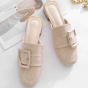 Decor Metal Plus Size Closed-toe Pump Shoes Flat Sandals