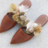 Faux Leather Closed-toe Flats With Imitation Pearl