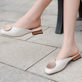 Metal Decor PU Closed Toe Shoes Flats Sandals - Glamix Maternity