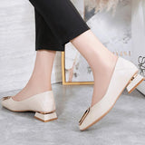 Chunky Closed Toe Maternity Heel Flats With Buckle