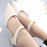 PU Ankle Strap Pointed Closed-toe Shoes